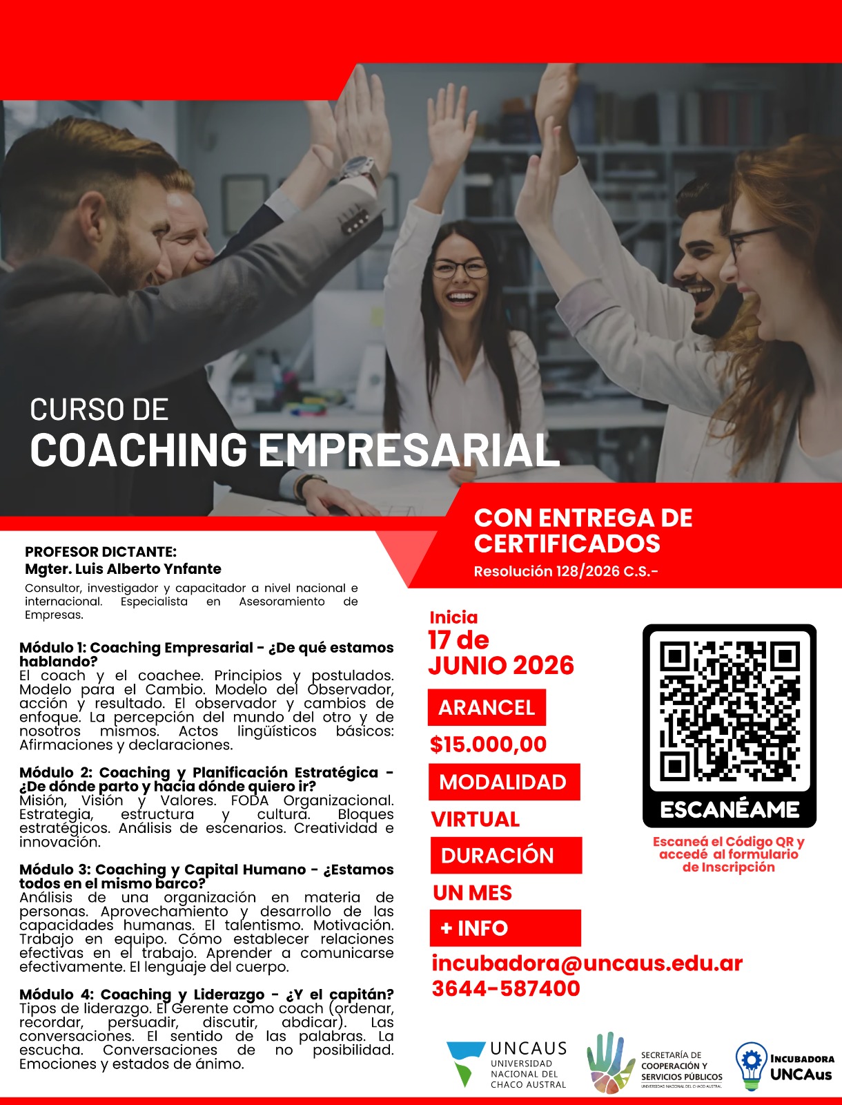 UNCAUS abrió inscripciones para un nuevo Curso de Coaching Empresarial