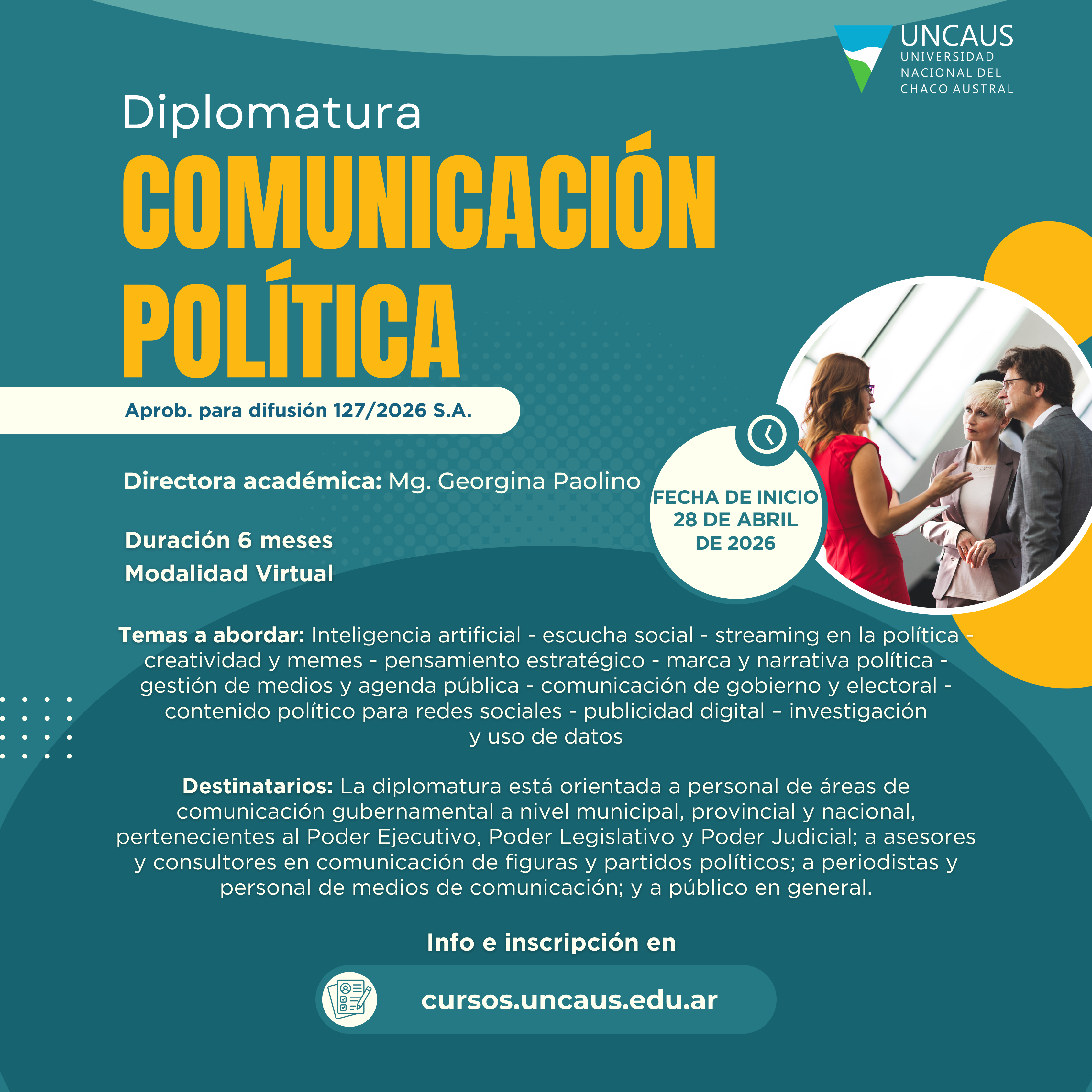 UNCAUS abre una diplomatura que combina política, redes e inteligencia artificial