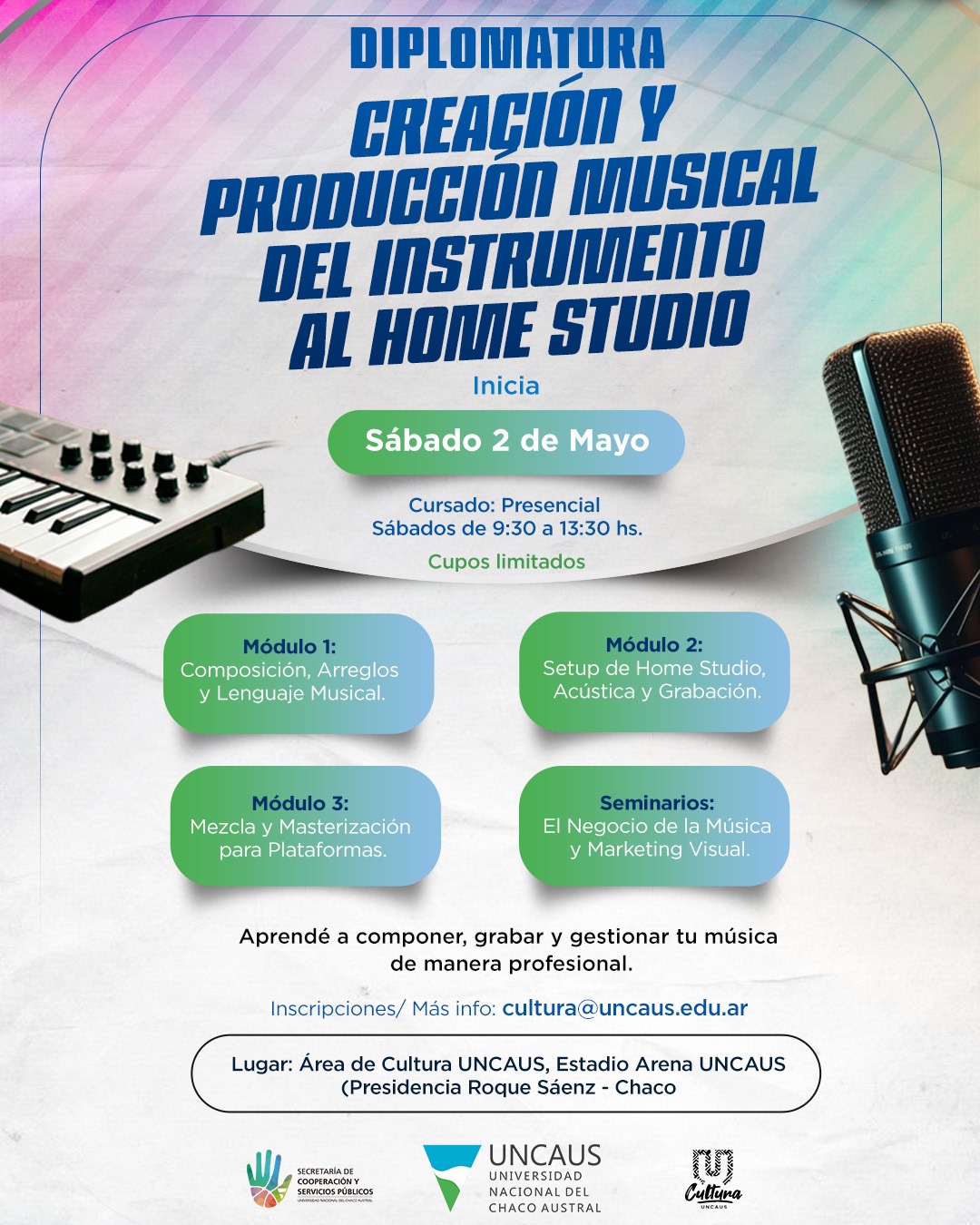 La UNCAUS abre una Diplomatura en Producción Musical con cupos limitados