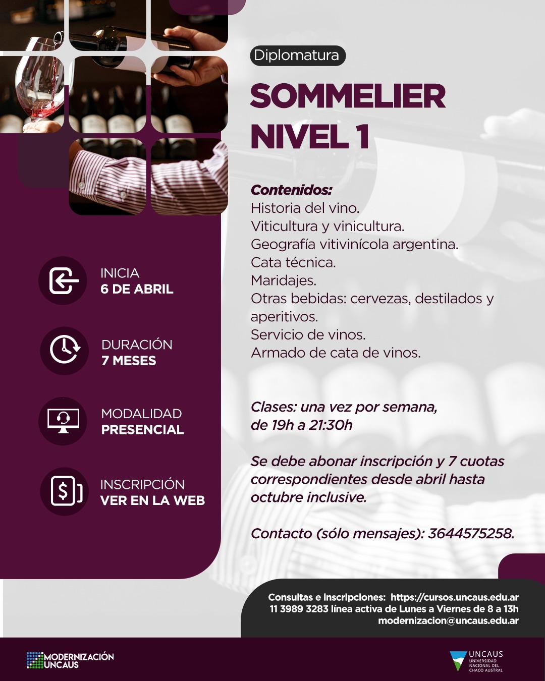 UNCAUS abre inscripciones para la Diplomatura en Sommelier- Nivel 1