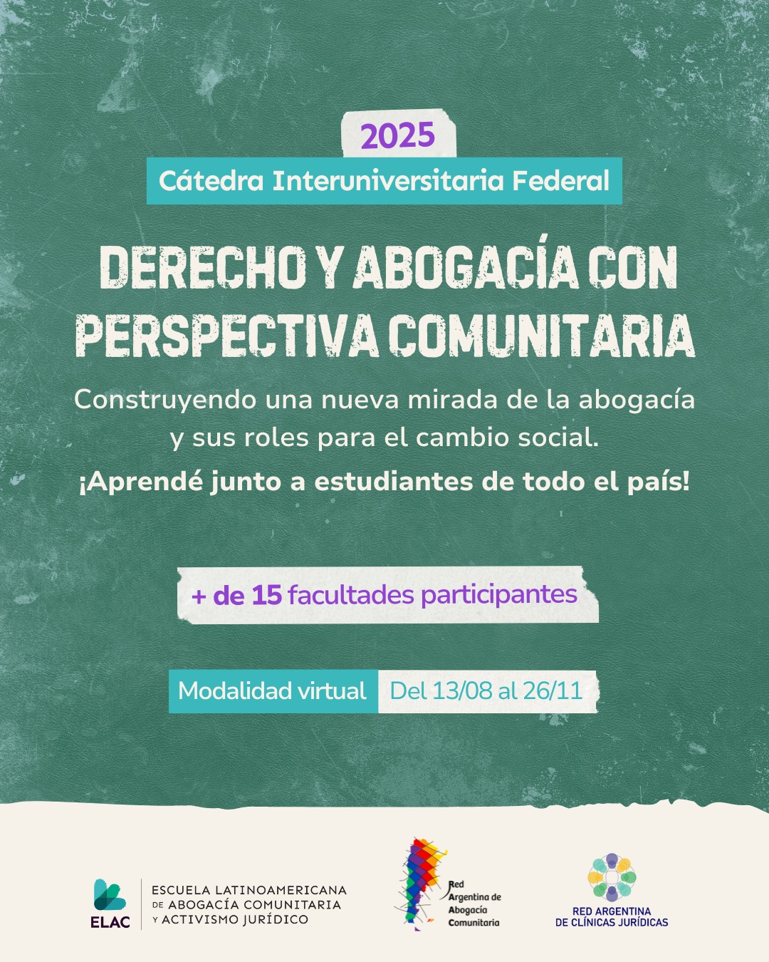   UNCAUS invita a la segunda edición de la Cátedra Interuniversitaria Federal de Abogacía Comunitaria 