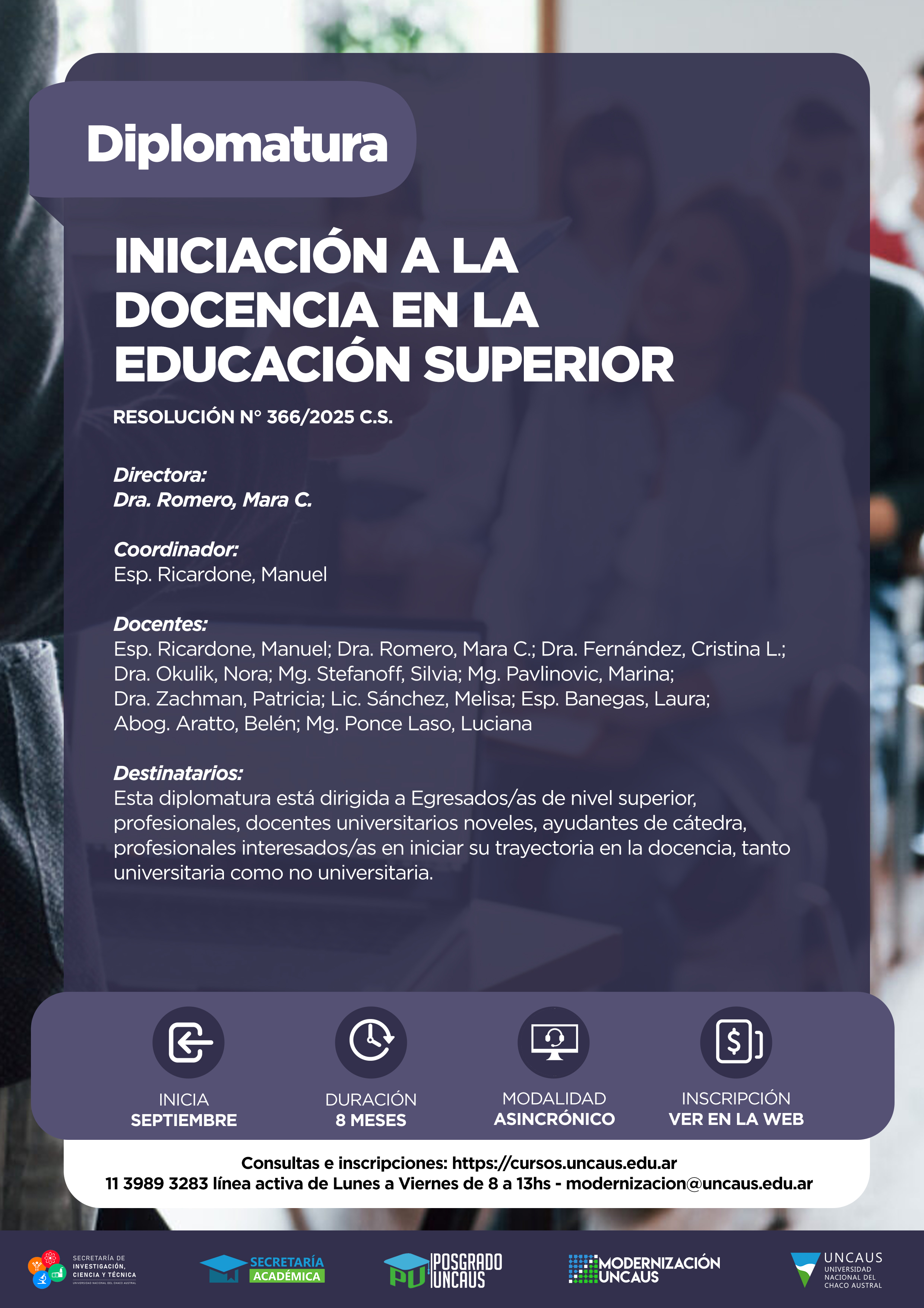 UNCAUS abrió inscripciones a una Diplomatura en Iniciación a la Docencia en la Educación Superior